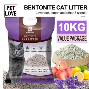 10KG Natural Bentonite Cat Litter Sand Bentonite cat litter 8 scents deodorized cat litter Lemon Lavender Apple